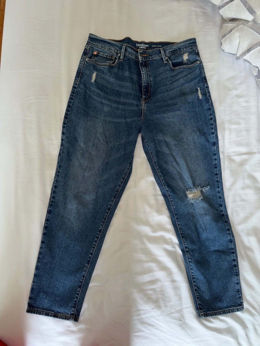 Levi's Women's Dark Blue Distressed Boyfriend Jeans